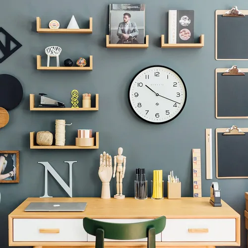 Vista 2 de Reloj de pared NEWGATE® Número Tres Echo Reloj redondo moderno 37 cm Negro Números fáciles de leer Ideal para cocina, sala de estar u
