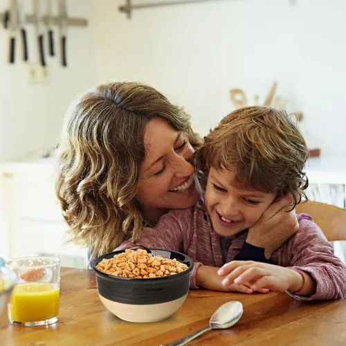 Vista 2 de HASENSE - Cuencos de sopa de cerámica y cuencos de cereal, juego de 6 cuencos de 20 onzas para cocina, juego de cuencos apilables para ramen