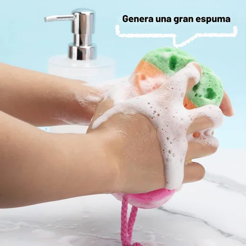 Vista 4 de BTYMS Esponja de baño exfoliante para el cuerpo, esponja de ducha, esponja suave, puf de espuma para el cuerpo, 3 piezas