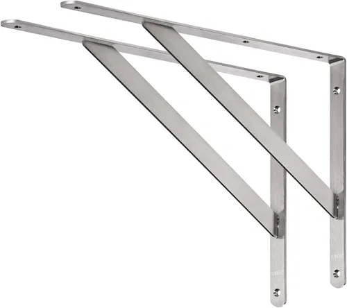 Vista 11 de YUMORE Soportes de estante de acero inoxidable de 16 pulgadas, soporte de estante sólido resistente, carga máxima: 550 libras, refuerzo de esquina