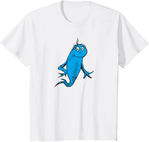 Vista 30 de Dr. Seuss Blue Fish Character - Camiseta con licencia oficial Negro