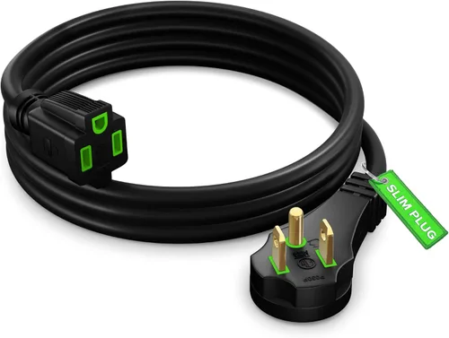 Vista 14 de Maximm Cable de extensión de enchufe plano, 1 pie, negro, perfil bajo 16AWG
