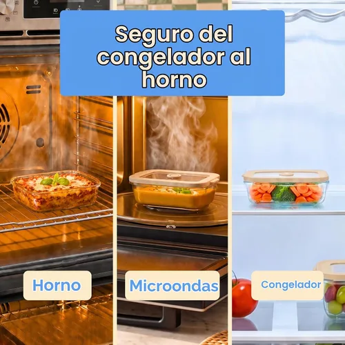 Vista 8 de Recipientes de vidrio no tóxicos con tapas, paquete de 4, 21 onzas Beige
