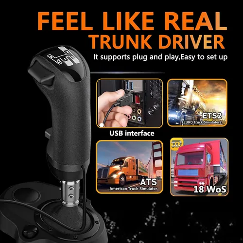Vista 5 de Obokidly Upgrade USB Gearshift Knob Modification Steering Wheels Accessories Support G29 G27 G25 Compatible with PC for ATS & ETS2 Racing Shifter