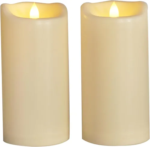 Vista 9 de Velas grandes sin llama para exteriores con temporizador de 4 x 10 pulgadas Blanco