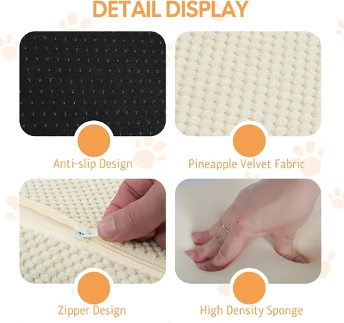 Vista 8 de Rampa para perros para cama, escaleras extra anchas de 20 Beige