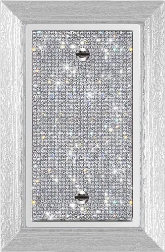 Vista 6 de Diamantes de imitación rosa brillante, placa decorativa para interruptor de luz de palanca simple, placa de cubierta decorativa, cubierta