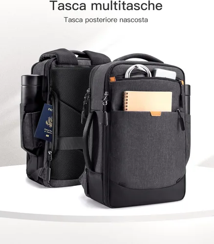 Vista 5 de Inateck Mochila de viaje expandible de 17-20L para laptop aprobada por aerolíneas, equipaje de cabina de 3 vías resistente a salpicaduras