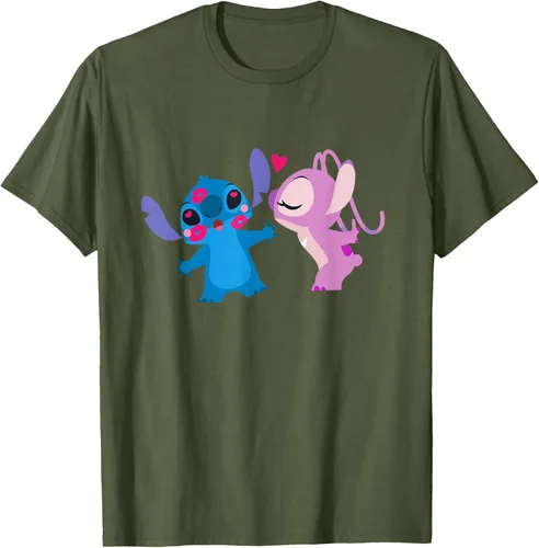 Vista 46 de Disney Stitch and Angel - Camiseta para el día de San Valentín Negro