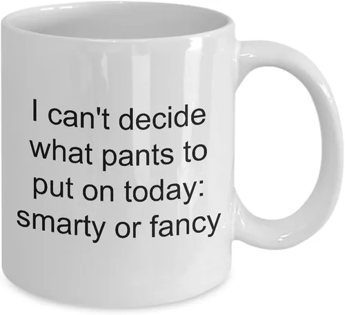 Vista 2 de Smarty Pants taza – I Can 't decide lo pantalones para poner en hoy Smarty o Fancy divertido taza de café de cerámica, 11onza, Blanco