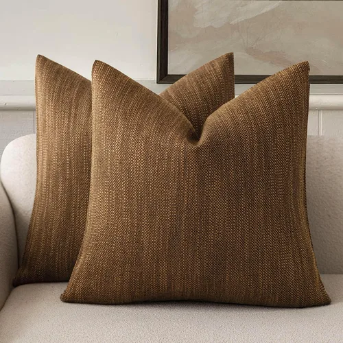 Vista 13 de Foindtower Juego de 2 fundas de almohada decorativas de lino de arpillera con textura, fundas de cojín bohemias de estilo rústico, funda de almohada