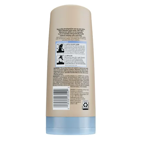 Vista 13 de Humectante para piel húmeda Natural Glow de la marca Jergens Bronceado sin sol, aplicación de piel húmeda, desarrollo gradual de color, resultados