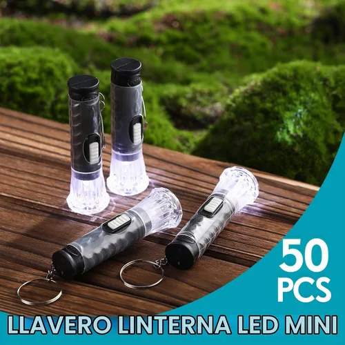 Vista 4 de Jexine - 50 llaveros de mini linterna a granel, color negro