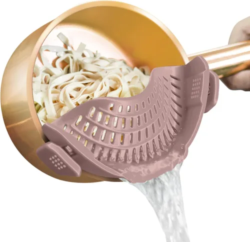 Vista 12 de AUOON - Colador grande con clip para todas las ollas y sartenes, colador de silicona de gran tamaño, diseño familiar, colador de pasta, colador
