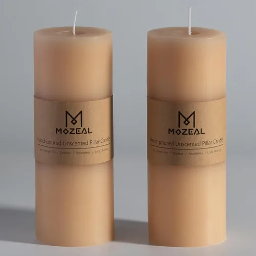 Vista 7 de MOZEAL Juego de 3 velas sin perfume vertidas a mano de 3 x 6 pulgadas, velas tipo pilar sin goteo, combustión de larga duración, aproximadamente 120
