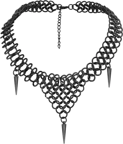 Vista 8 de Sacina Gargantilla de espiga gruesa, collar gótico emo punk grunge, joyería gótica Plateado