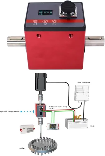 Vista 3 de Sensor de par rotativo digital ATO, sensores de par dinámico de 0.1 Nm con pantalla LCD para medición de velocidad del motor, señal de salida RS485
