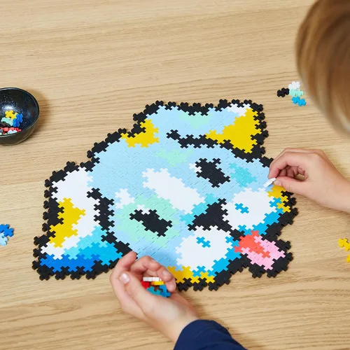 Vista 2 de PLUS PLUS Puzzle By Number, Puppy - Juego de bloques de construcción de 500 piezas Kit de arte Pixel para niños, bloques de hashtag entrelazados