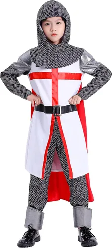 Vista 3 de Faltern Disfraz de caballero medieval para niños, Halloween, niños, disfraz de caballero vikingo renacentista, disfraz de caballero templario