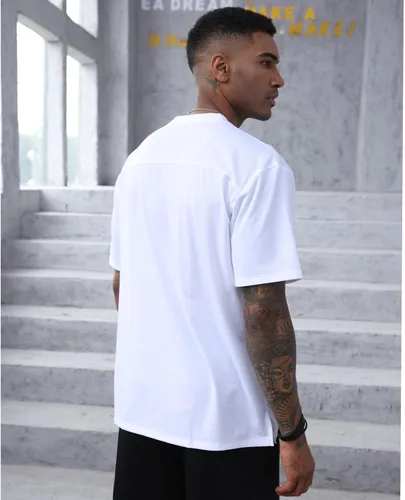 Vista 4 de YawYews Camisetas atléticas de moda para hombre, de manga corta, casual, lisas, holgadas, para entrenamiento, gimnasio, ropa de calle