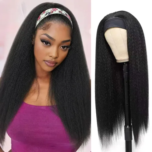 Vista 28 de Peluca con Diadema de Cabello Virgen Rubio Degradado con Ondas Profundas, Pelucas de Cabello Virgen de 8 Pulgadas, Sin Encaje Frontal para Mujeres