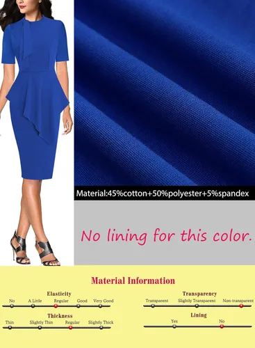 Vista 7 de VFSHOW Womens Bow Tie Neck Asymmetrical Peplum Slim Work Business Office Pencil Dress