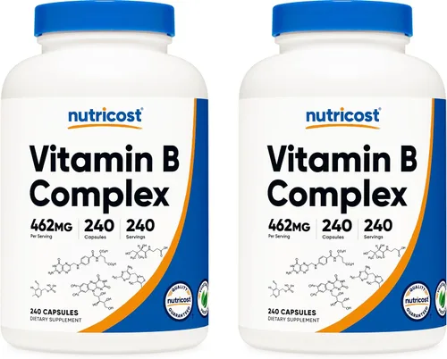 Vista 8 de Complejo de vitamina B de 0,015 oz, 240 cápsulas, con Vitamina C, complejo energético, 1 botella, 1