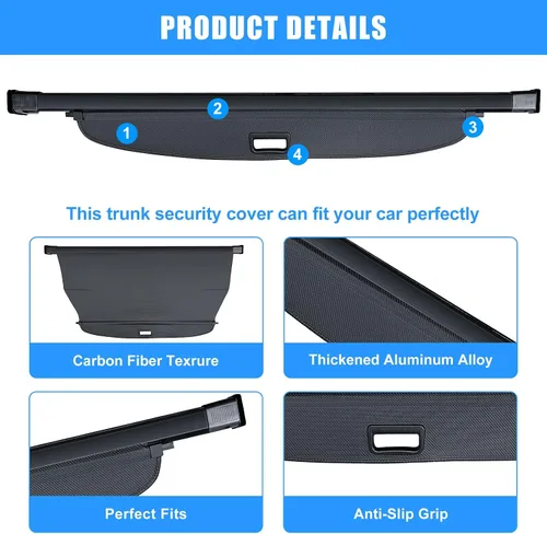 Vista 29 de AUXKO - Cubierta de carga retráctil para Lincoln MKX 2018-2016, cubierta de equipaje de maletero con protección de sombra para Lincoln Nautilus