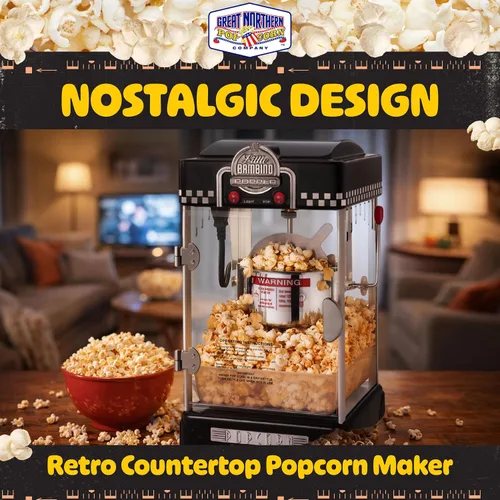 Vista 6 de Great Northern Popcorn Little Bambino 2.5oz Máquina de palomitas de maíz Negro