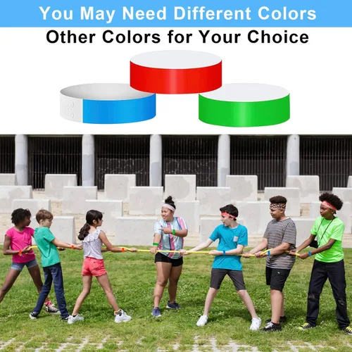 Vista 6 de Lopau Pulseras de papel para eventos, pulseras de fiesta para eventos, bandas de papel impermeables para fiestas, conciertos, deportes, ferias, Azul