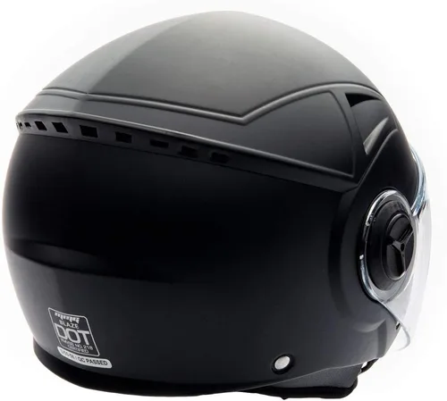 Vista 3 de Casco con cara descubierta para motocicleta Scooter, con visor DOT práctico que se puede levantar, M, Negro mate
