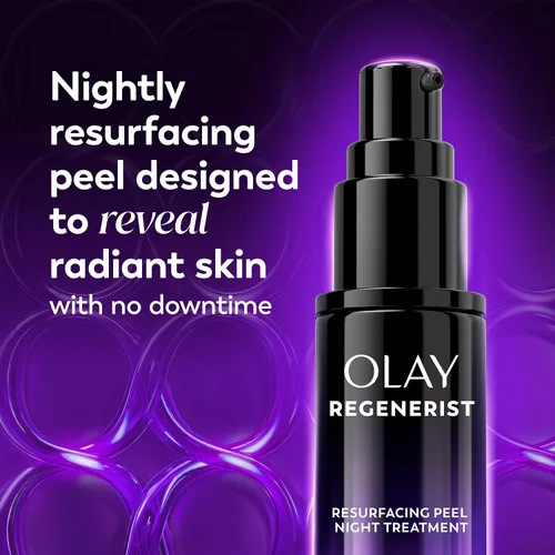 Vista 2 de Olay Regenerist - Exfoliante químico para cara, mascarilla facial durante la noche, cuidado de la piel antienvejecimiento, suero de noche