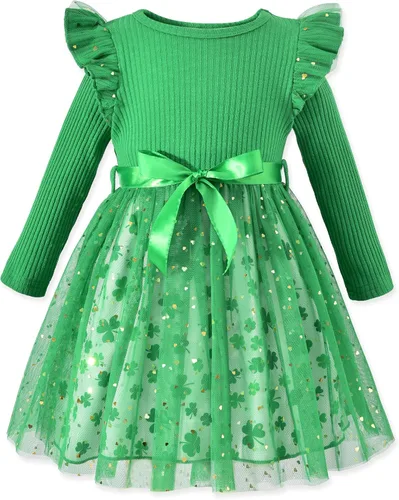 Vista 10 de Vestido de tul de manga larga para niña pequeña de 1 a 5 años Negro