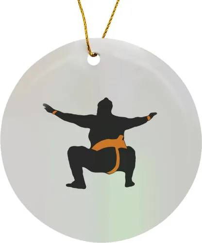 Vista 8 de 3dRose ORN_261986_1 - Adorno de luchador de sumo japonés en copo de nieve negro y naranja, 3 pulgadas