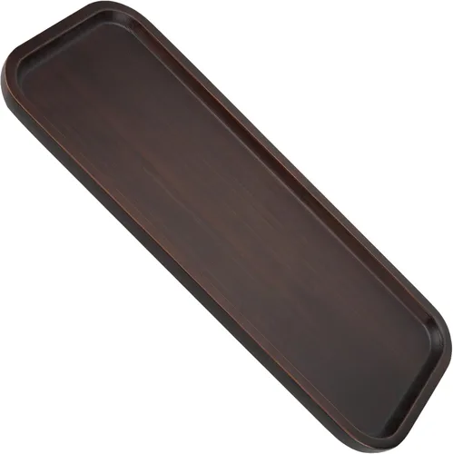 Vista 3 de JOIKIT Bandeja rectangular de madera de nogal de 14 x 5.9 pulgadas, bandeja de baño de madera maciza decorativa para galletas, pan, queso, café, té