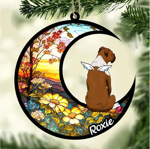 Vista 350 de LOVELYPOD Adorno de Navidad personalizado para perro Basset Hound (marrón) Basset Hound (marrón) adorno para atrapasoles de perro, razas de perros