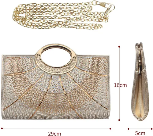 Vista 3 de GESU Bolsos de mano para mujer con diamantes de imitación para boda fiesta cóctel bolsos