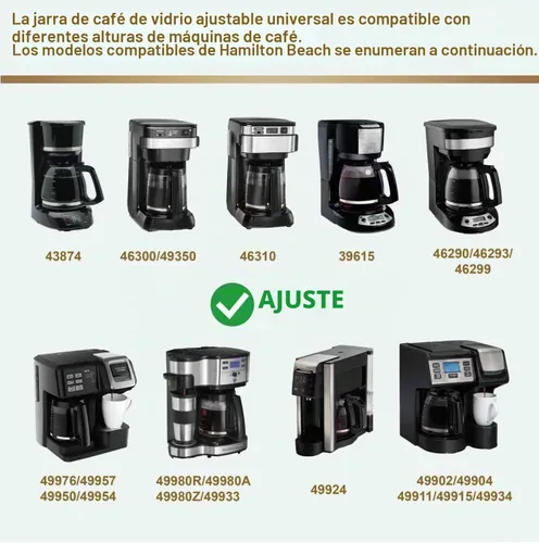 Vista 3 de Repuesto de jarra de vidrio 12CUP compatible con cafeteras Hamilton Beach: 49902 49904 49915 49905 49317 49467 49611 46290 46299 49630 49615 49933