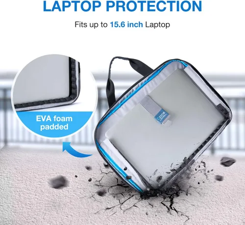 Vista 4 de Bolsa para laptop, BAGSMART Maletín para laptop de 15.6 pulgadas para hombres y mujeres, Maletín para trabajo y viajes de negocios, gris, 15.6