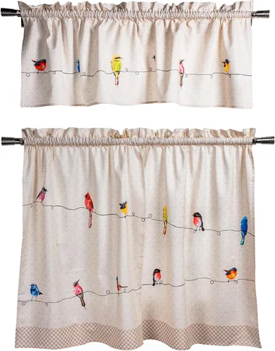 Vista 77 de Maison d' Hermine Juego de cortinas de cocina para ventanas, juego de cortinas de cocina 100% algodón, cenefas para el hogar [2 niveles