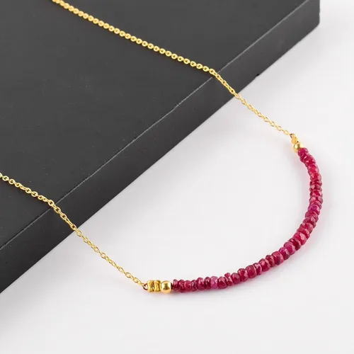 Vista 2 de Collar de barra hecho a mano con cuentas naturales para mujer, cristales de piedra natal y piedras curativas, chapado en rodio de plata de ley 925