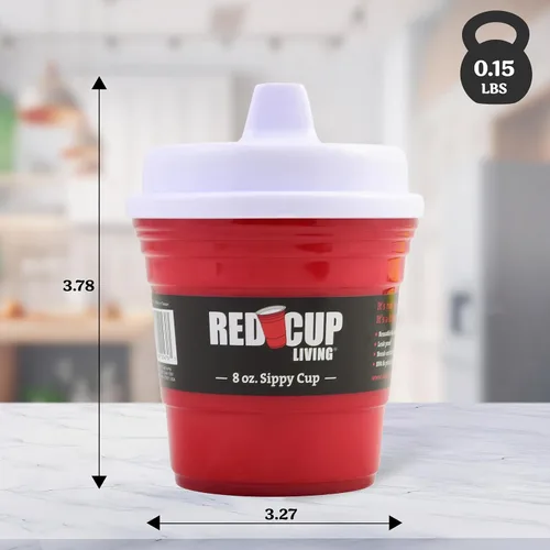 Vista 3 de Red Cup Living Vaso entrenador para bebé, 8 onzas, sin BPA, a prueba de derrames, no tóxico, apto para lavavajillas, tapa a prueba de fugas, fácil