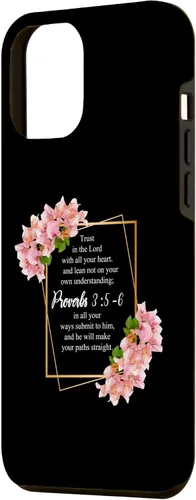Vista 2 de iPhone 12 Pro Max Proverbios 3:5-6 Versículo de la Biblia Religioso Cristiano Hombres y Mujeres Caso
