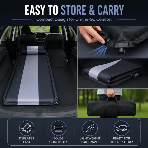 Vista 6 de Colchón inflable para Geely Monjaro SUV, cama de aire para automóvil con almohada para viajes de campamento, almohadilla de dormir portátil de carga