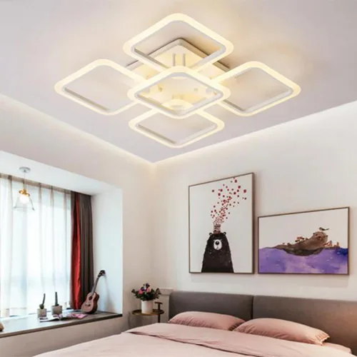 Vista 23 de Lámpara LED de techo regulable, 5 luces de techo de 23 pulgadas, montaje empotrado, lámpara de 80 W para sala de estar, dormitorio, cocina