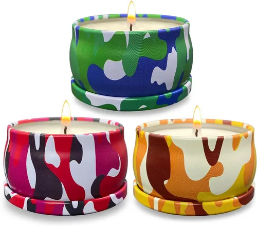 Vista 11 de Paquete de 3 velas decorativas pequeñas perfumadas, aroma fuerte de bergamota y vainilla y bayas negras de San Diego, velas de soja, no tóxicas