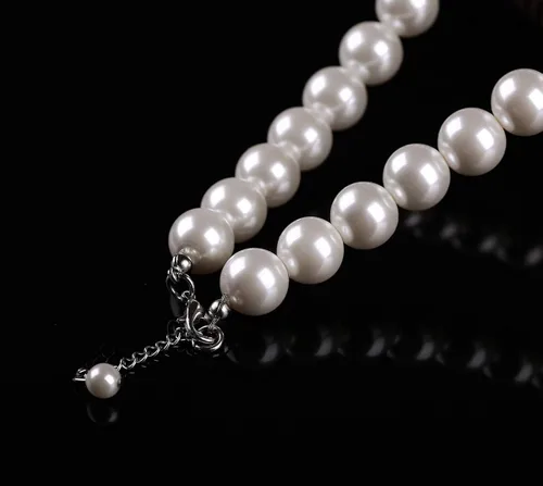 Vista 5 de WELLKAGE Collar de perlas para niñas (blanco) resina sintética ecológica, Resina