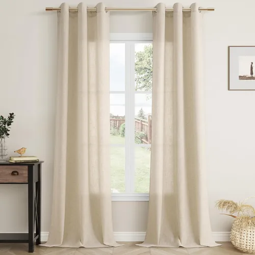 Vista 61 de Cortinas de lino negro para dormitorio y sala de estar de 84 pulgadas de largo, juego de 2 paneles, para habitación de niños, filtro de luz
