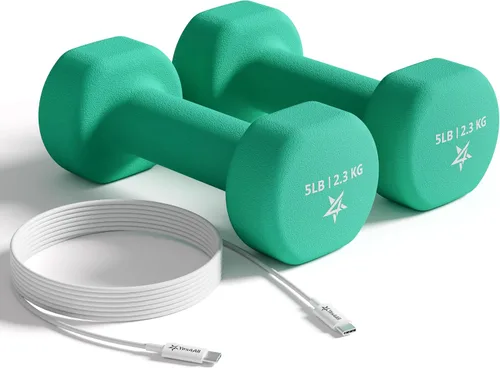 Vista 28 de Yes4All Neoprene Dumbbells, Pairs and Sets with Rack for Home Workouts A. Púrpura
