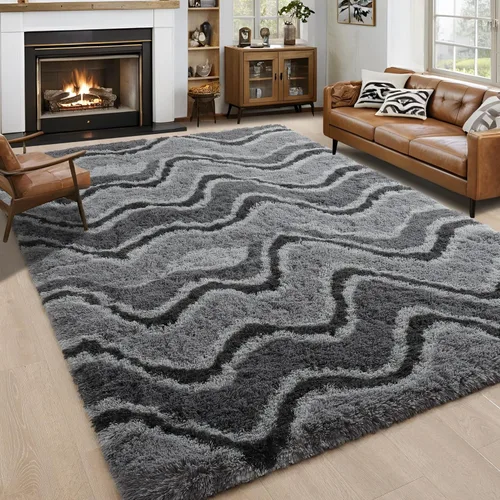 Vista 61 de Noahas Alfombras de Área Grandes y Esponjosas de 5x8 pies para Sala de Estar y Dormitorio, Alfombra Gruesa de Pelo Largo Beige y Blanca, Alfombra